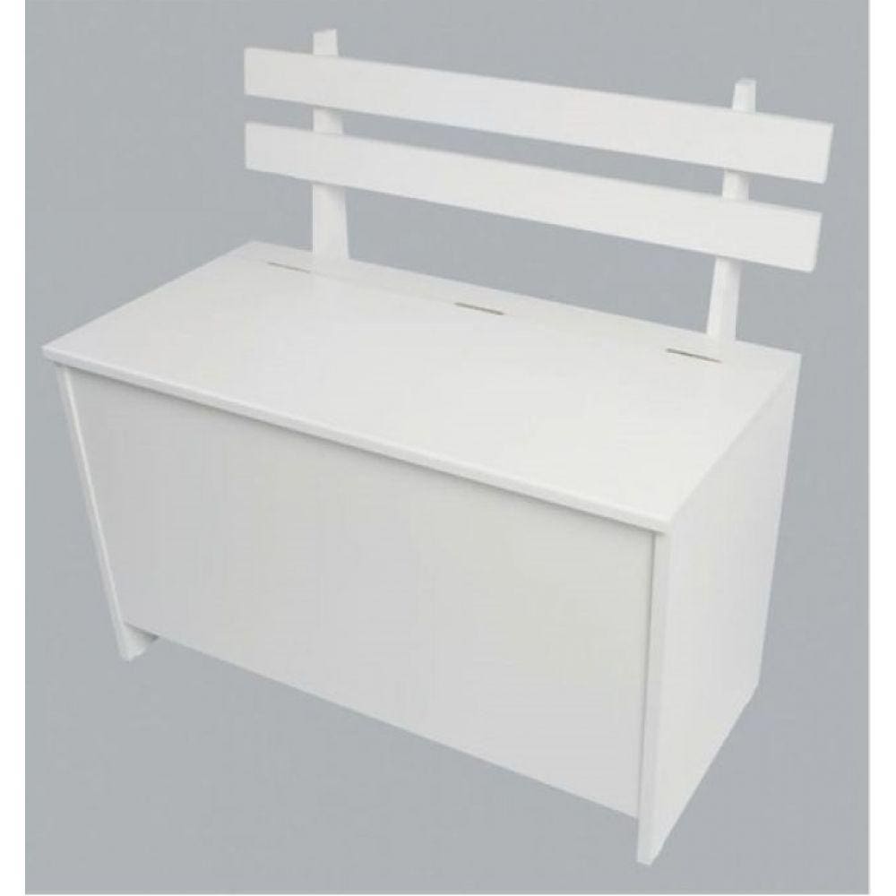 Caixa de Lenha com Encosto Branco Completa Moveis
