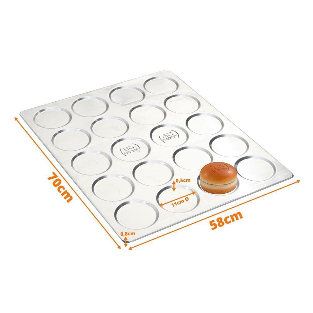 Assadeira para Pão de Hamburguer 20 Cavidades em Alumínio 58x70 APH20 - Imeca
