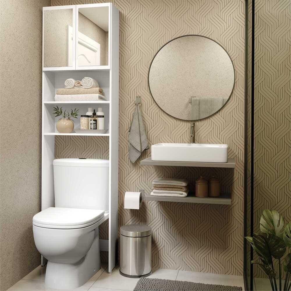 Armário Banheiro para Vaso Sanitário Espelho Aspen Plus