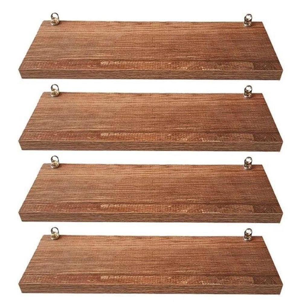 Kit 4 Prateleiras 30X10 Madeirado Decoração Marrom