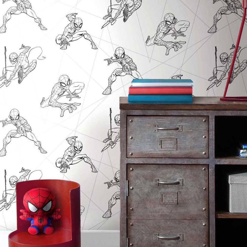 Papel De Parede Do Homem Aranha Branco Homem Aranha Adesivo Papel