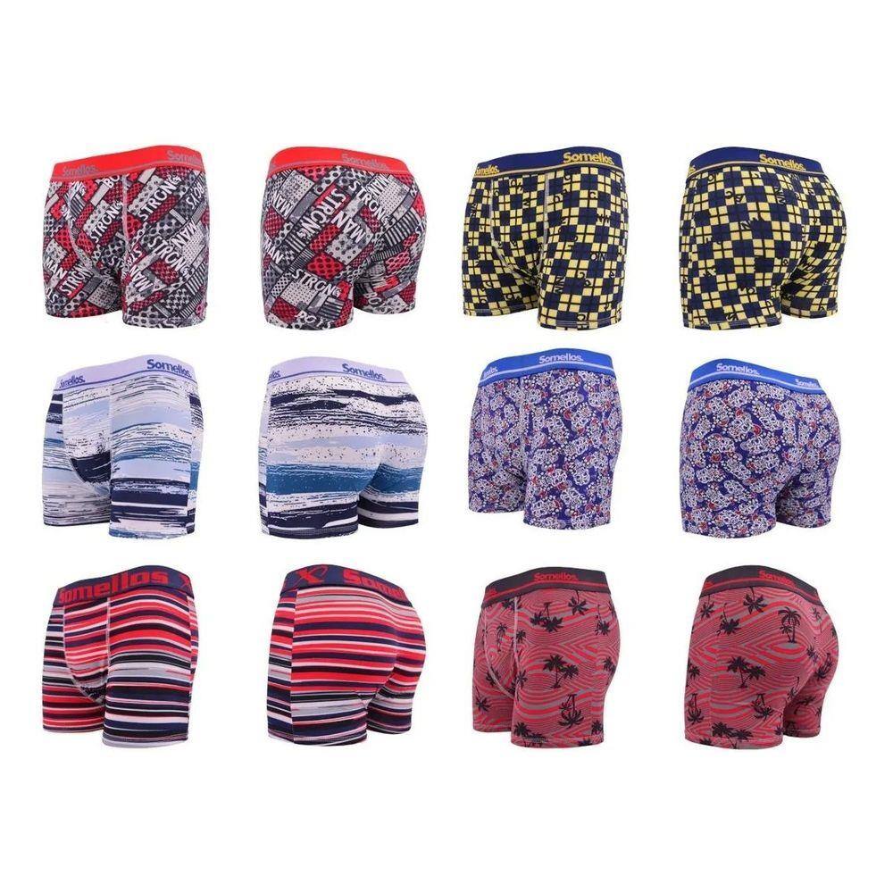 Kit 5 Cuecas Boxer Somellos Microfibra Masculina Estampada