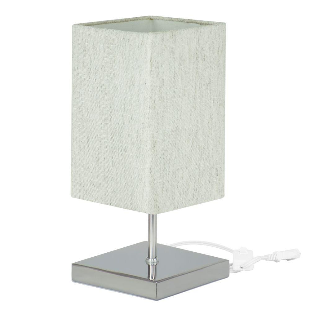 Abajur Eros Quad Linho Claro 025 com Base Quadrada