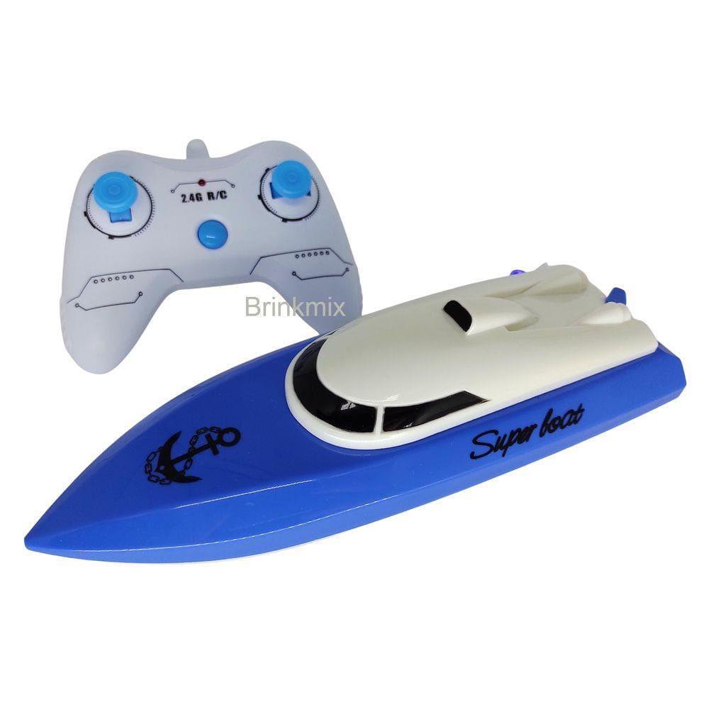 Barco Lancha Controle Remoto Bateria Recarregável Super Rapido Cor Azul
