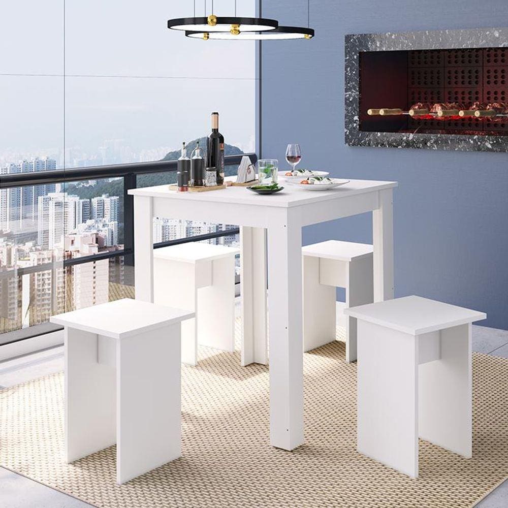 Conjunto Sala De Jantar Mesa E Banqueta Amalfi - Branco