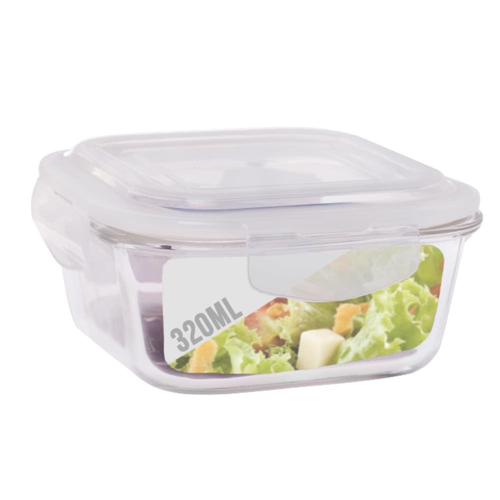 Pote Vidro Quadrado 320ml Tampa Hermética Pequeno Papinha