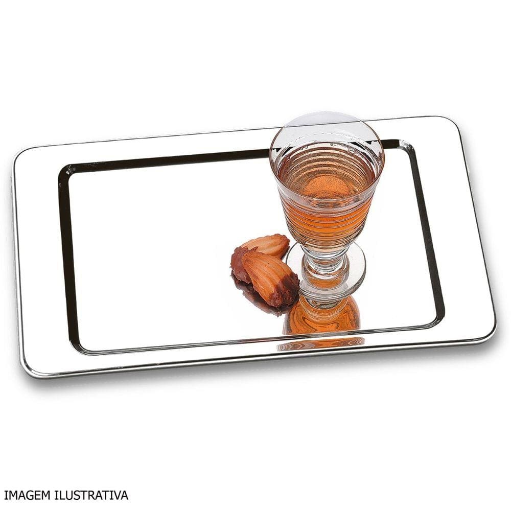 Bandeja Atina Retangular em Aço Inox 23 x 37 cm Brinox