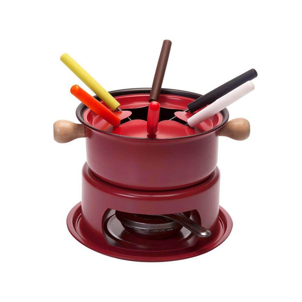 Panela de Fondue Vermelha 16cm 11 peças - Casambiente
