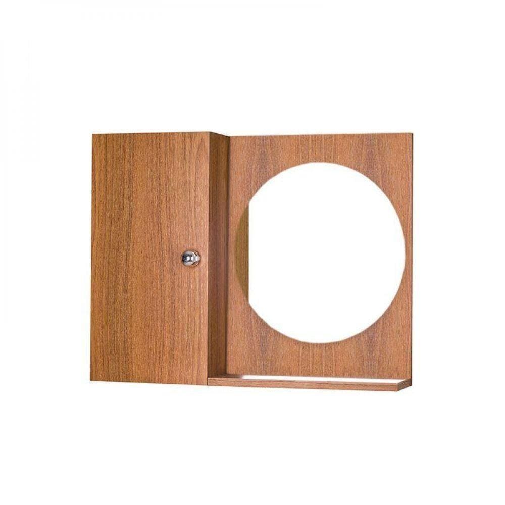 Armário para Banheiro com Espelho Redondo Freijó