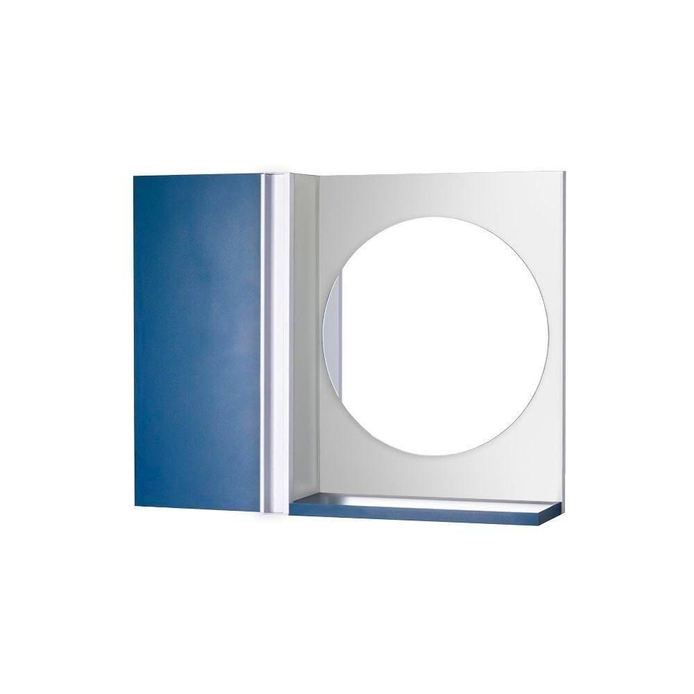 Armário Banheiro com Espelho Redondo Azul Barra Vertical