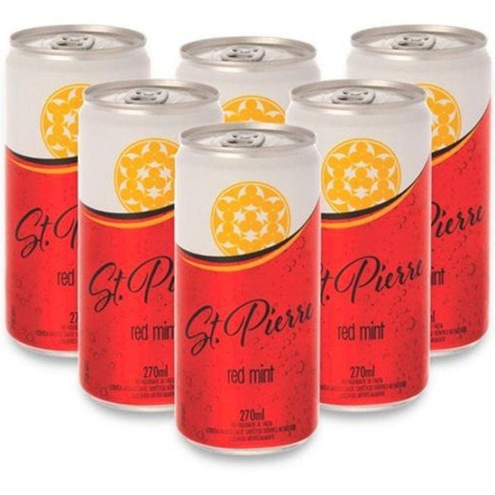 6X Agua Tônica St Pierre Red Mint Lata 270Ml