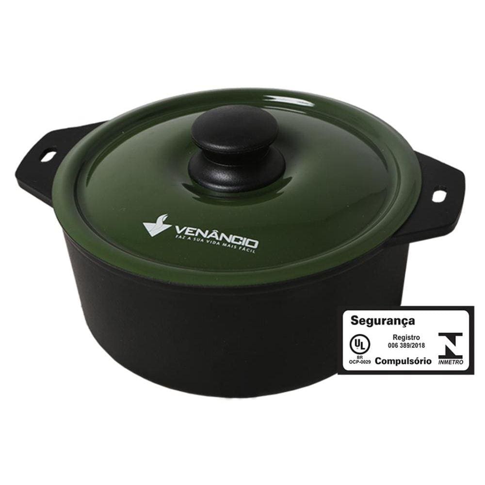 Panela de Ferro Fundido Tampa Verde 260x115 Met. Venâncio