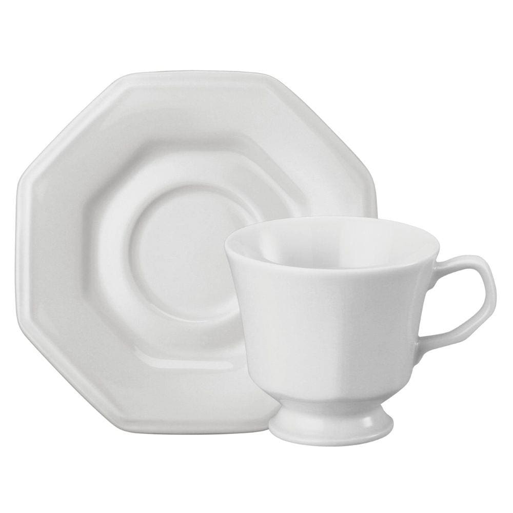 Xícara de Chá Prisma com Pires de Porcelana 200 ml Schmidt