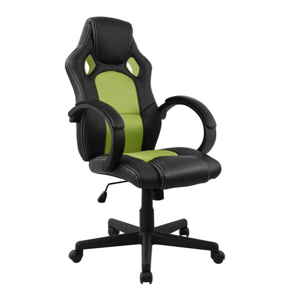 Cadeira Presidente Gamer em Couro PU Preta com Verde Pelegrin PEL-3002