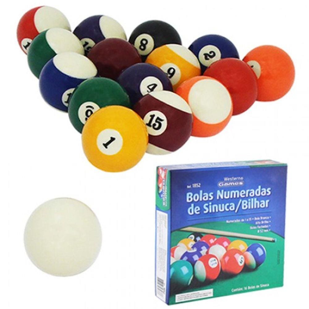 Bolas Nacionais 50mm Numeradas De Mesa Sinuca Bilhar Snooker