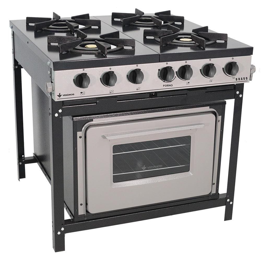 Fogão Venâncio de 4 Bocas com Forno Linha Bravo Baixa Pressão Br4bf