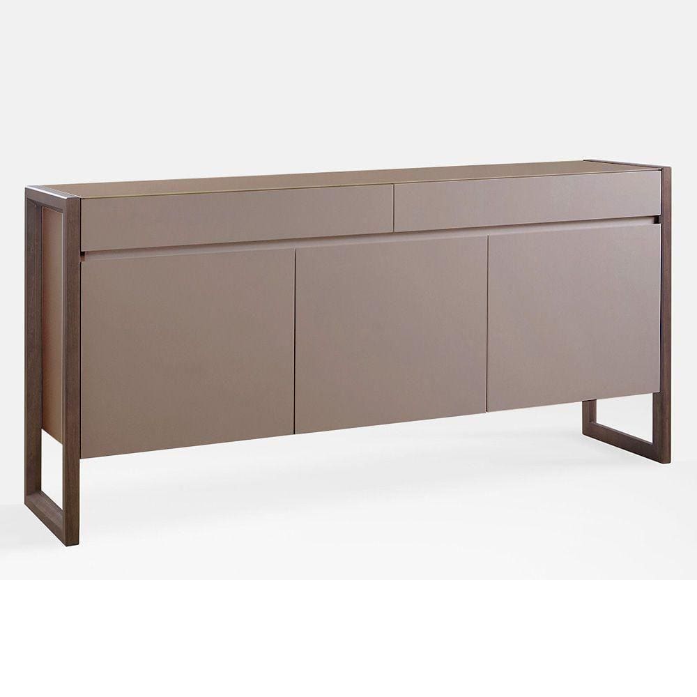 Buffet Quadro 3 Portas 2 Gavetas Largura 180cm Laca Avelã