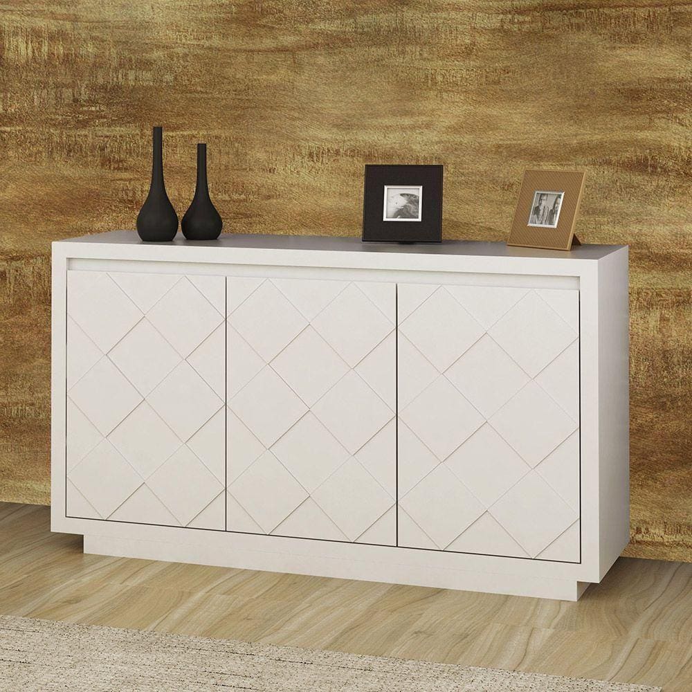 Buffet Xadrez 3 Portas 136cm Laca Branca