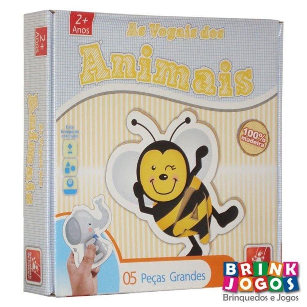 Brinquedo pedagógico alfabetização Vogais dos Animais 5 pcs