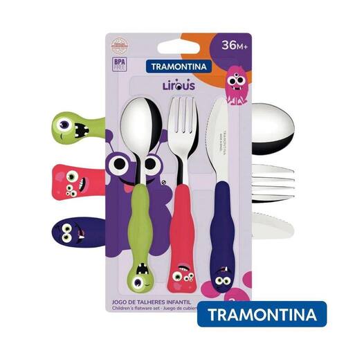 Talheres Garfo Faca Colher Infantil Baby Friends Tramontina