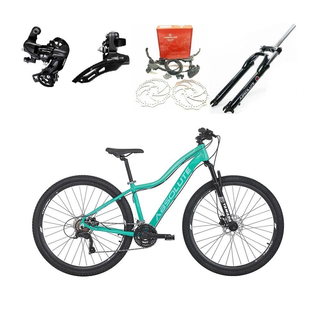 Bicicleta Aro 29 Absolute Hera Feminina Shimano 24v K7 Freio a Disco Hidráulico Garfo Com Trava - Verde