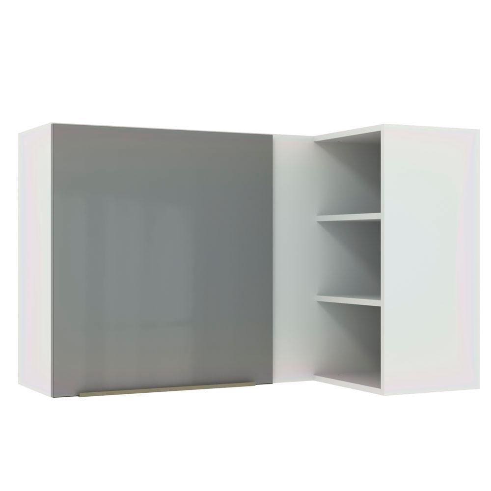Armário Aéreo de Canto com Adega Acoplada Madesa Lux 1 Porta - Branco/Cinza
