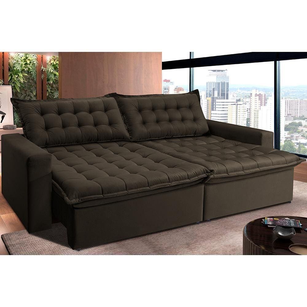 Sofá Retrátil Reclinável e Cama 2,75m Cama inBox Flex. Suede