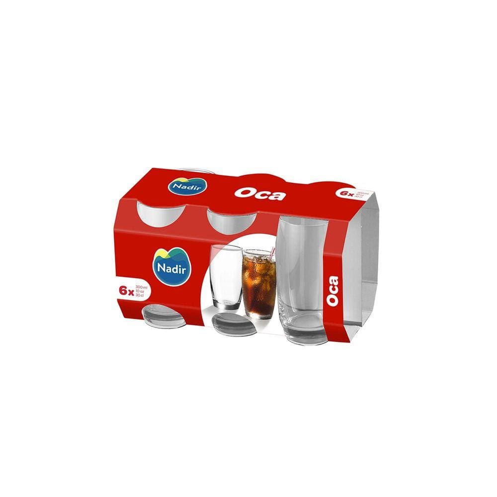 Jogo de Copos Nadir Oca Long Drink de Vidro Liso com 6 Peças 300ml