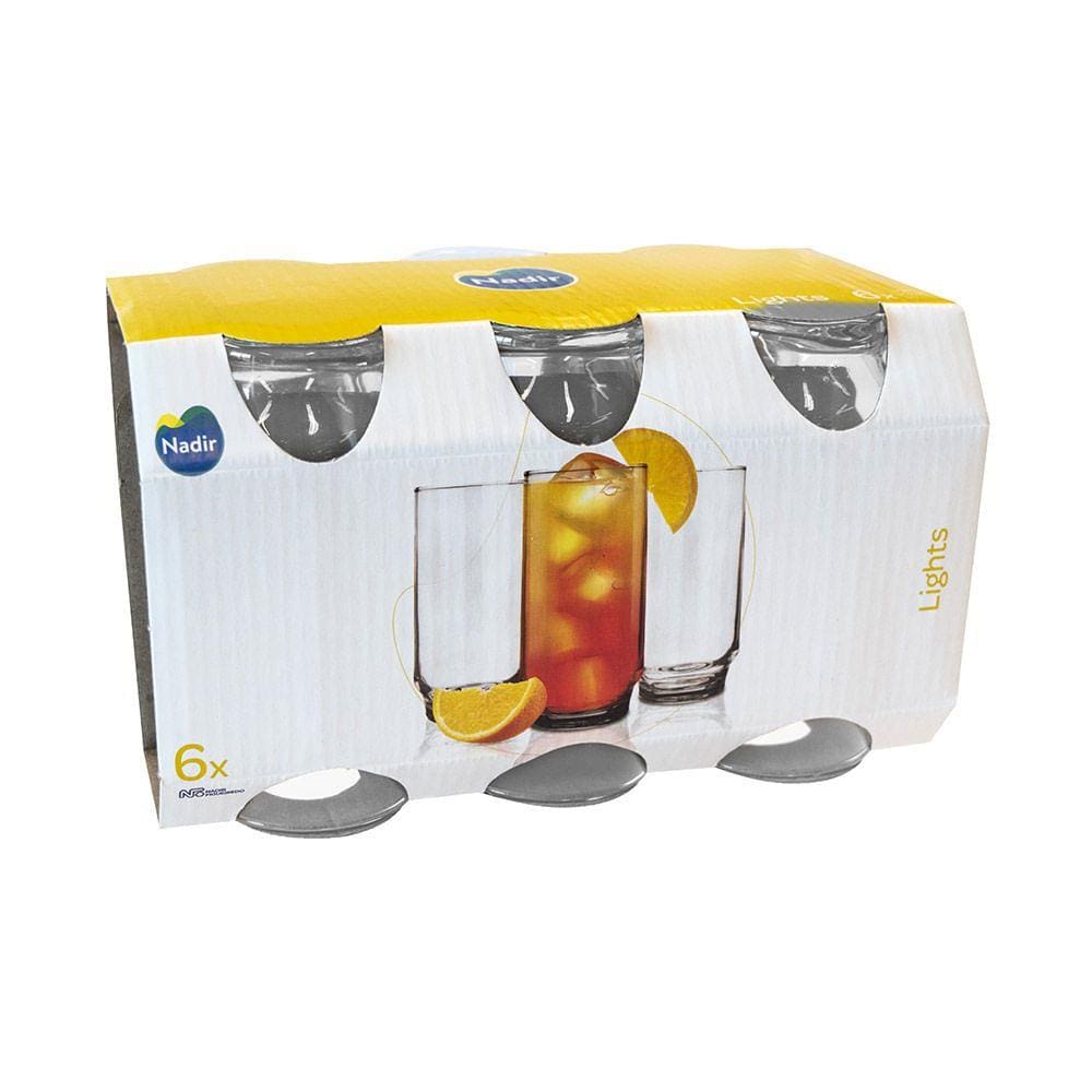 Jogo de Copos Nadir Lights em Vidro Liso 6 Peças 300ml
