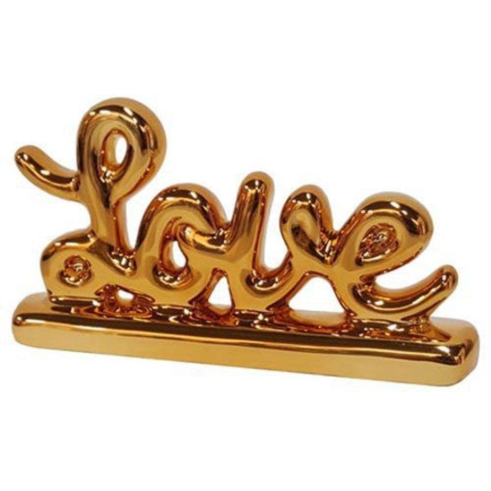 Enfeite Em Cerâmica Love Bronze 13X07 Cm