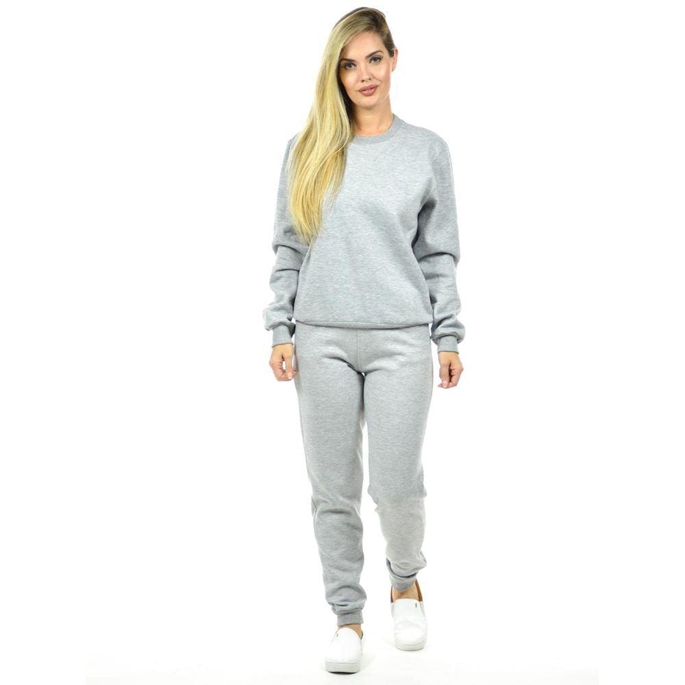 Conjunto moletom flanelado blusão básico e calça punho feminino