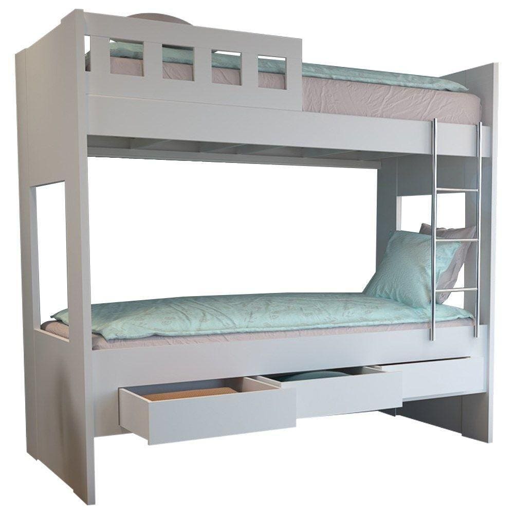 Beliche 3 Gavetas com Escada Metalizada Faces F04 Branco