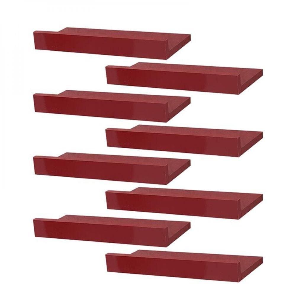 Kit 8 Prateleiras Porta Quadros 40 X 10cm Vermelha