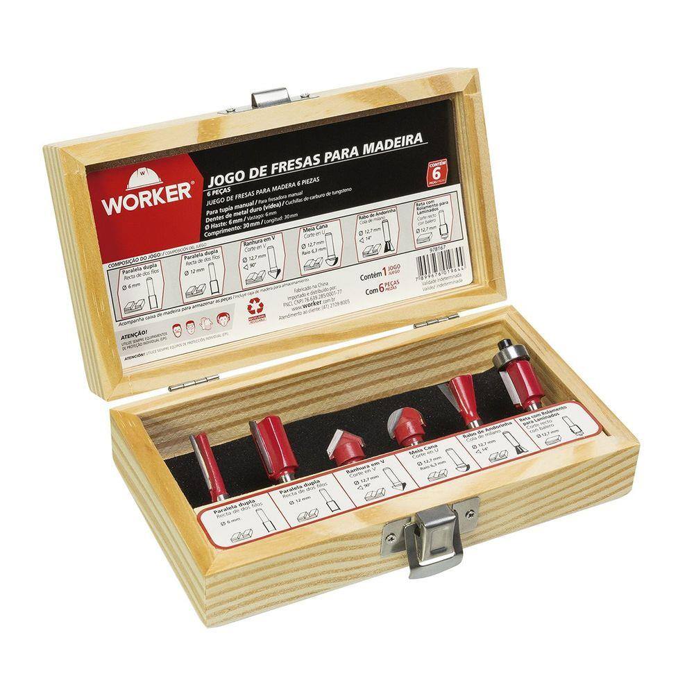Jogo Fresas 6 Pecas Madeira - Worker