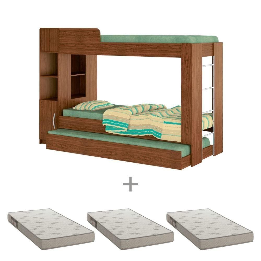Beliche Cama Auxiliar com 3 Colchões Ditália Treliche 15cm