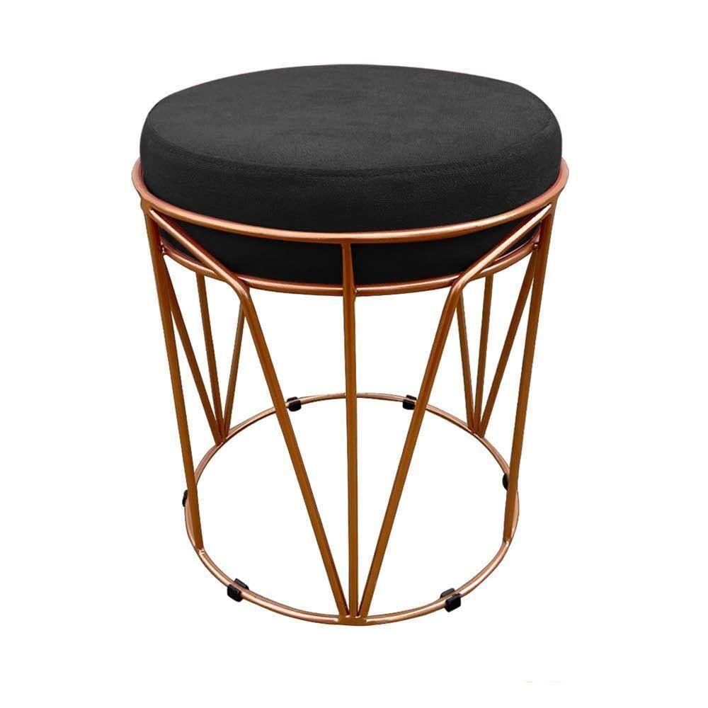 Puff Babu Suede Base Cobre D´rossi Preto