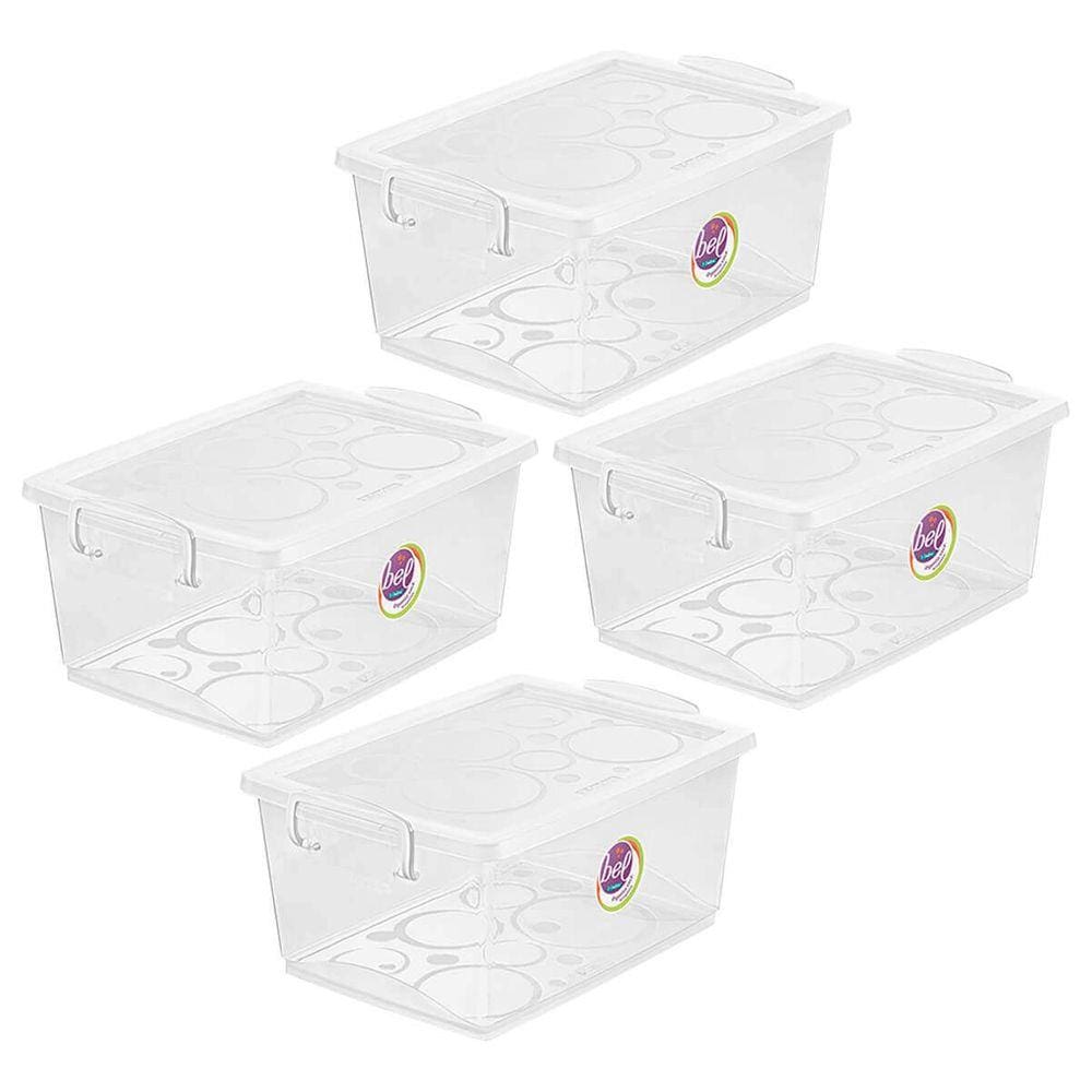 Kit 4 Caixa Organizadora Com Trava 7,5 L Cristal Ordene