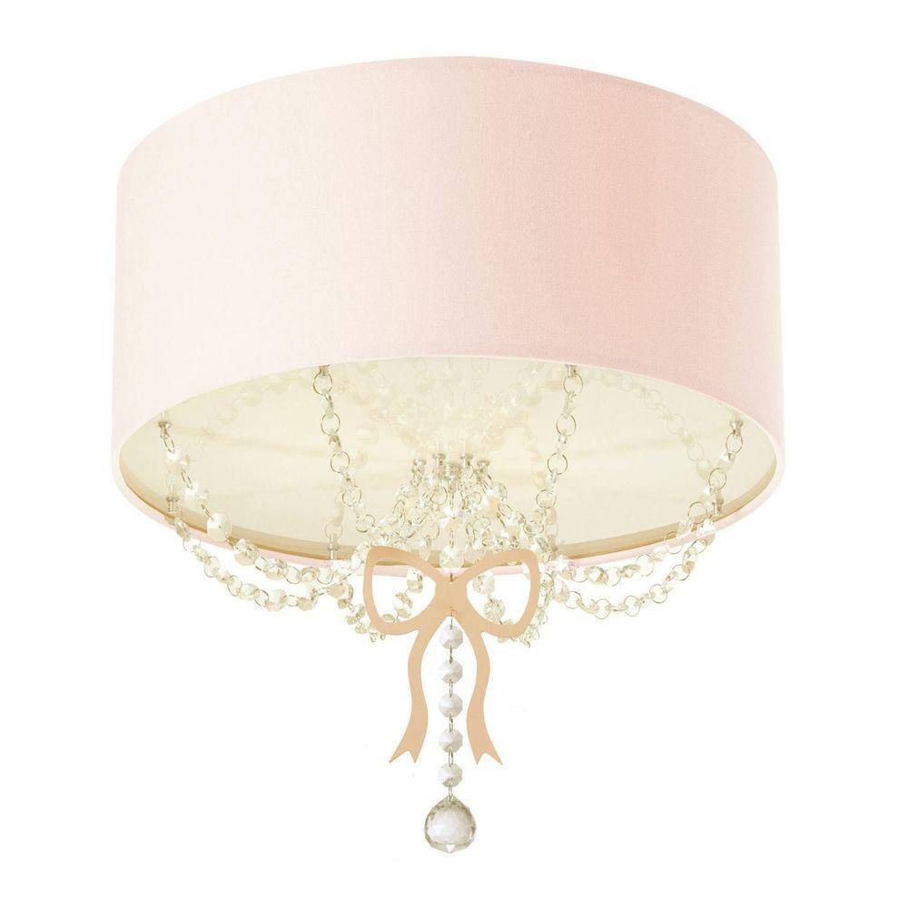 Lustre Plafon Infantil Tom Luz Laço Cúpula Rosa 30cm