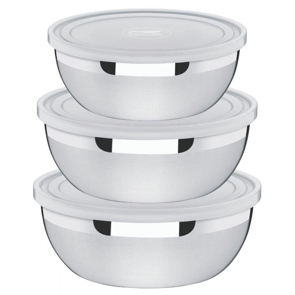 Kit 3 Potes Tramontina Freezinox Inox com Tampa Plástica