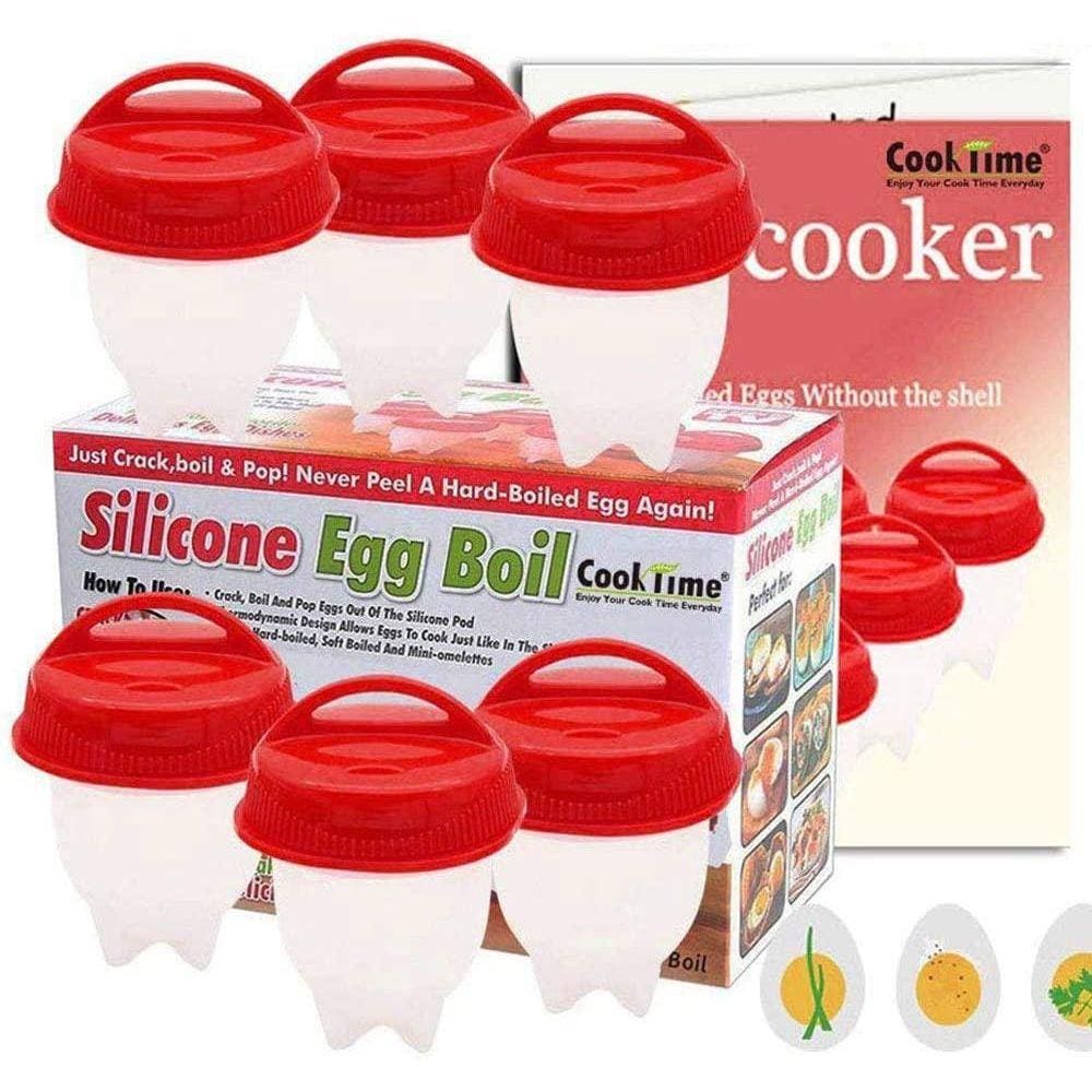 Kit 6 Copos Silicone Ovos Cozido Fogão Duro Cozinha Copo Ovo