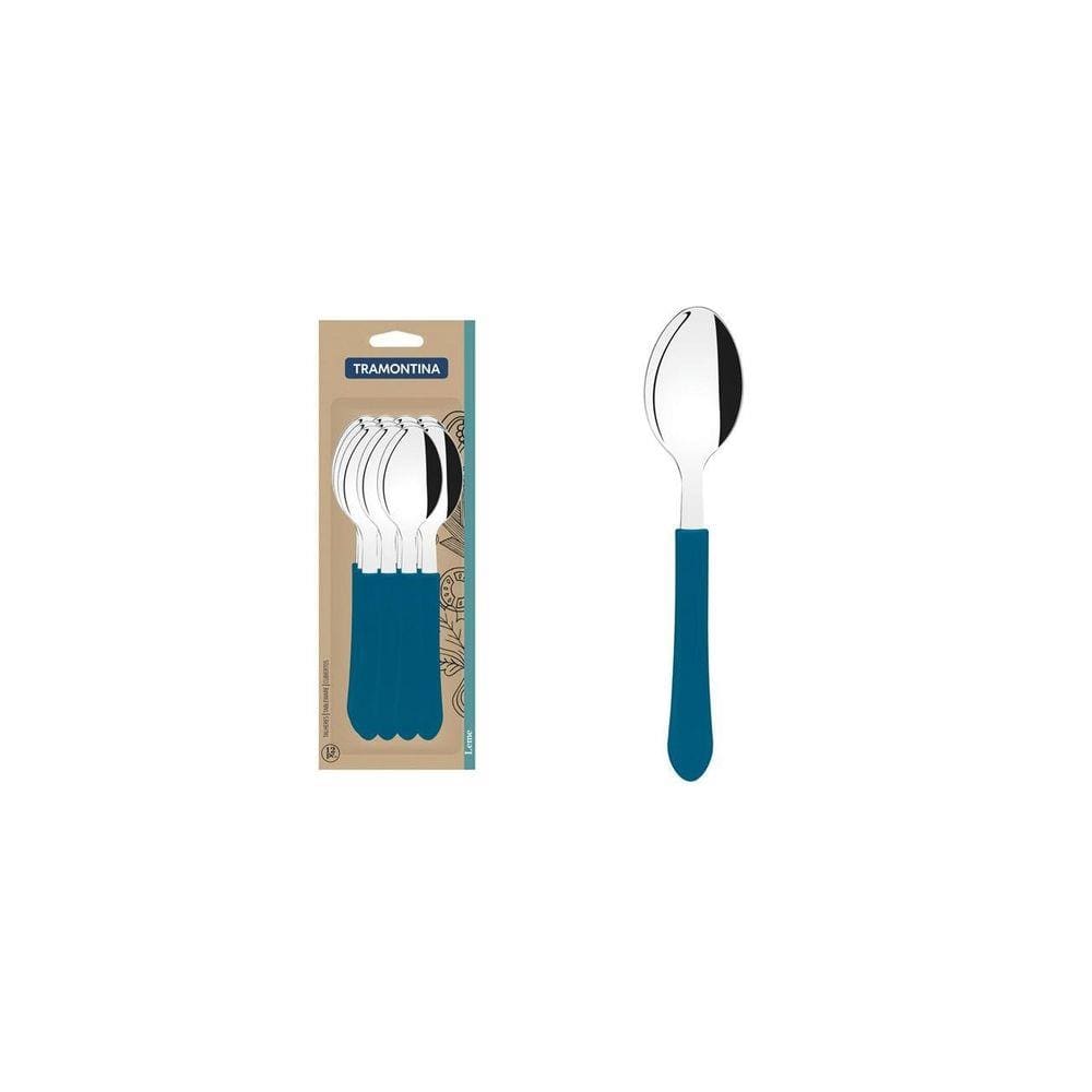 Conjunto 12 Colheres Leme Azul Tramontina Aço Inox