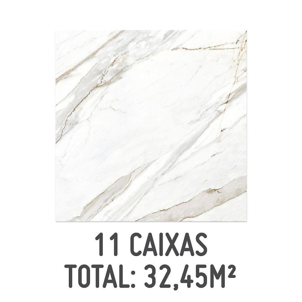 Kit 11 Caixas de Porcelanato Polido Calacata Premium 121x121cm com 2,95m²
