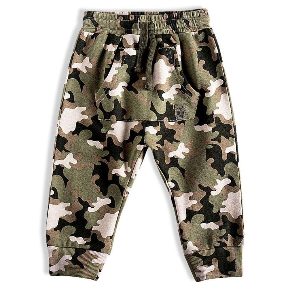 Calça Infantil em Moletom Camuflada Verde Militar Tip Top