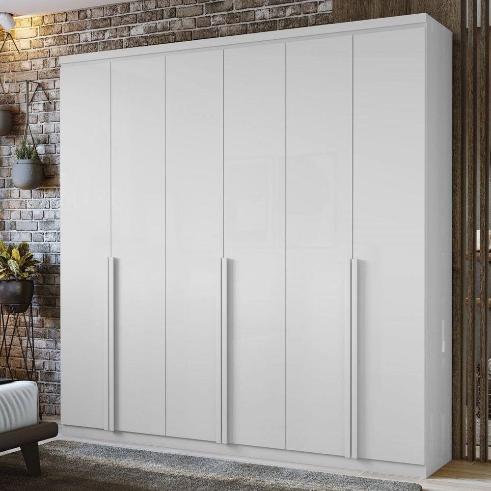 Guarda Roupa Casal 6 Portas 4 Gavetas Alonzo Móveis Lopas Branco