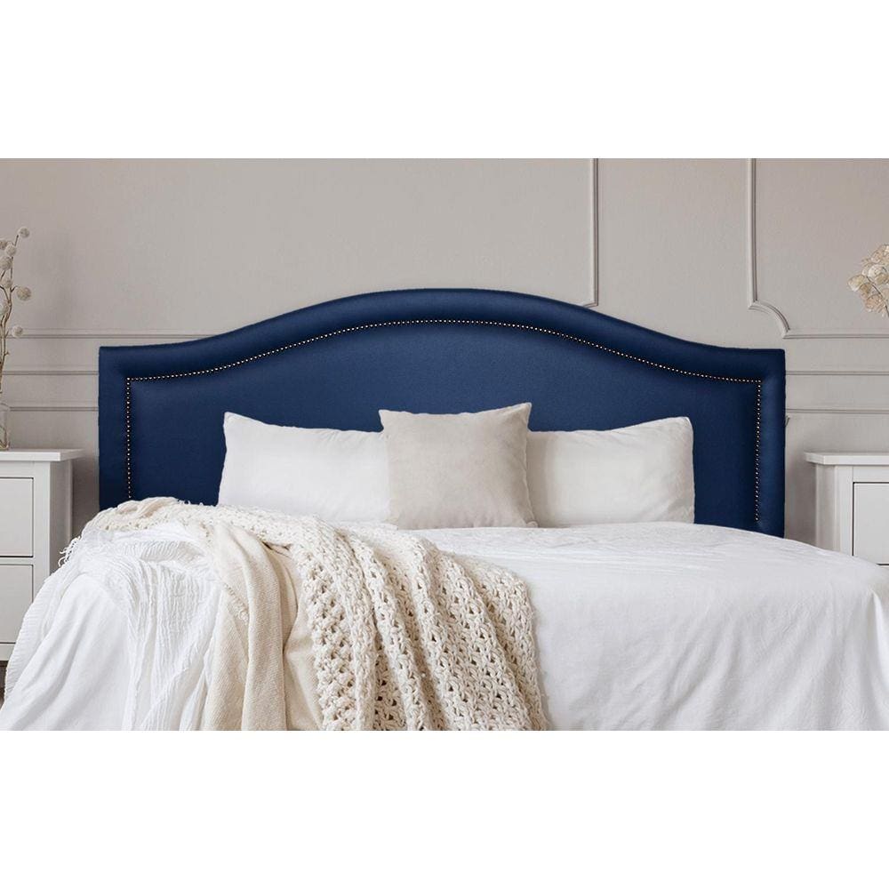 Cabeceira Queen Curva 160x60cm Courino Azul - Tachas Fumê