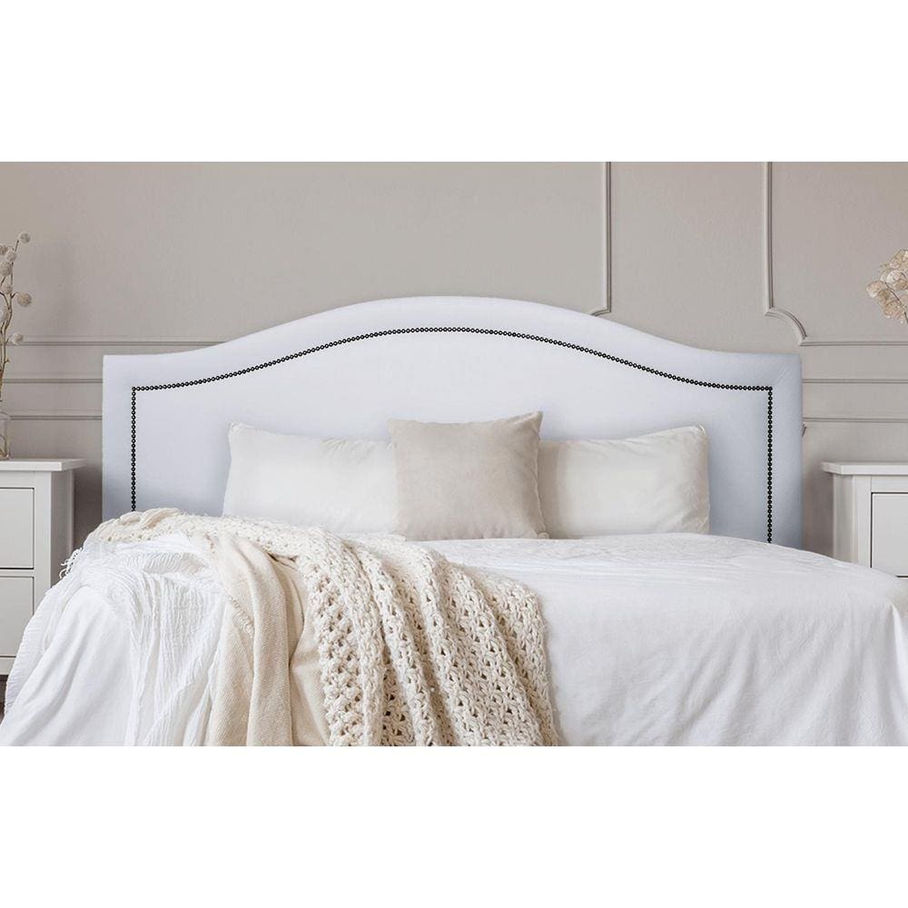 Cabeceira Queen Curva 160x60cm Courino Branco - Tachas Fumê