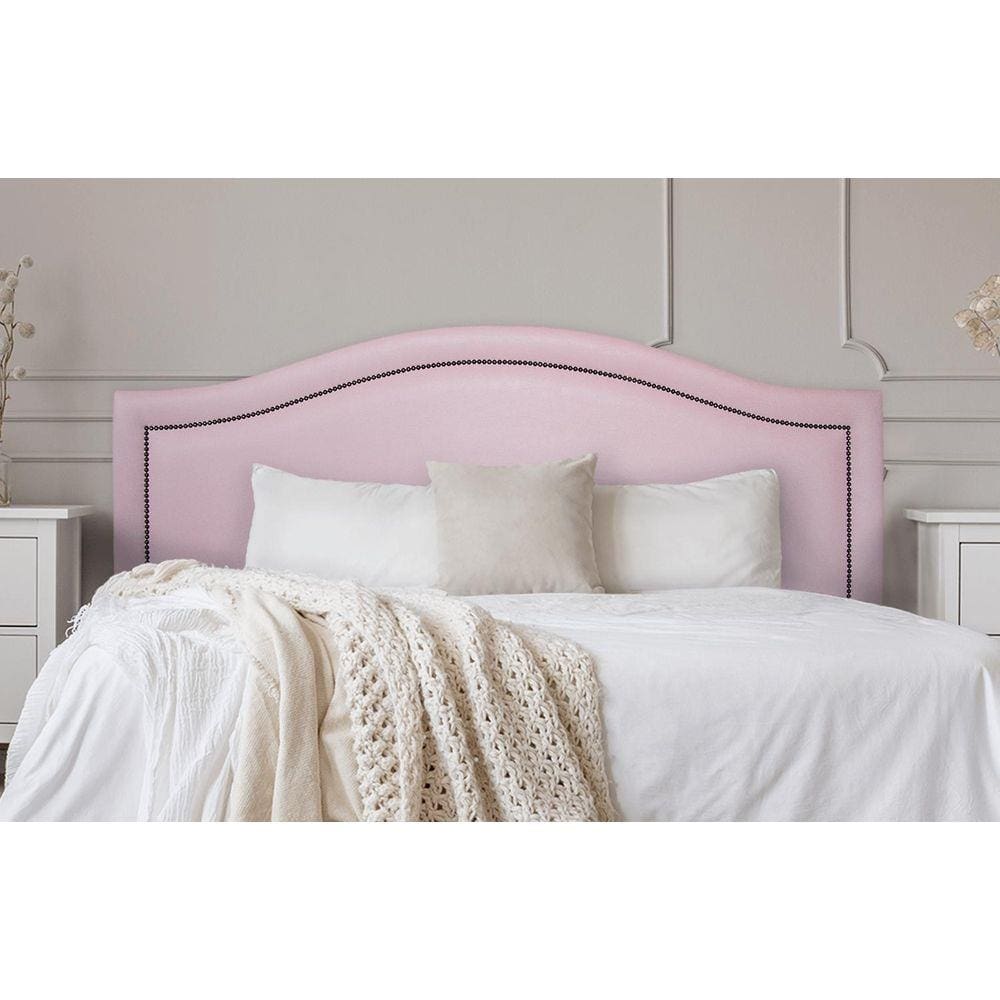 Cabeceira Queen Curva 160x60cm Courino Rosa - Tachas Fumê