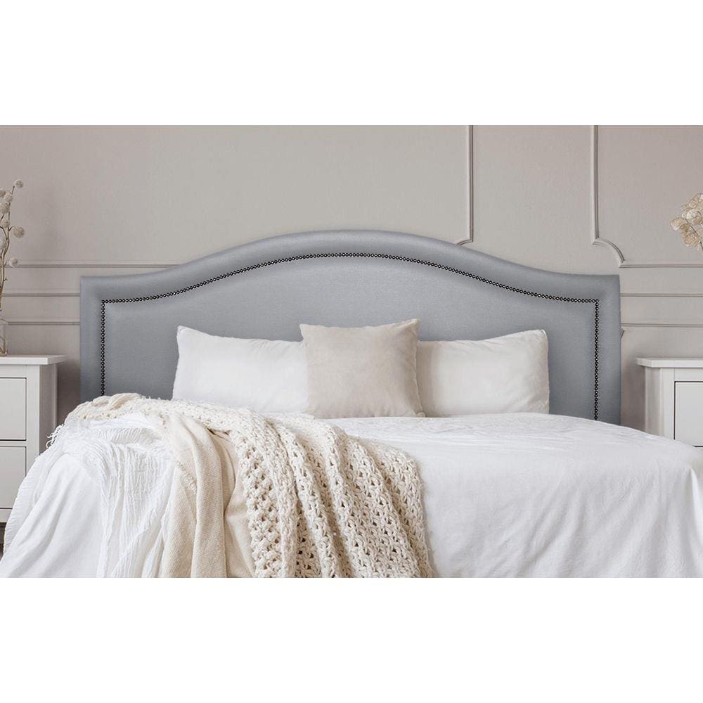 Cabeceira Queen Curva 160x60cm Courino Cinza - Tachas Fumê