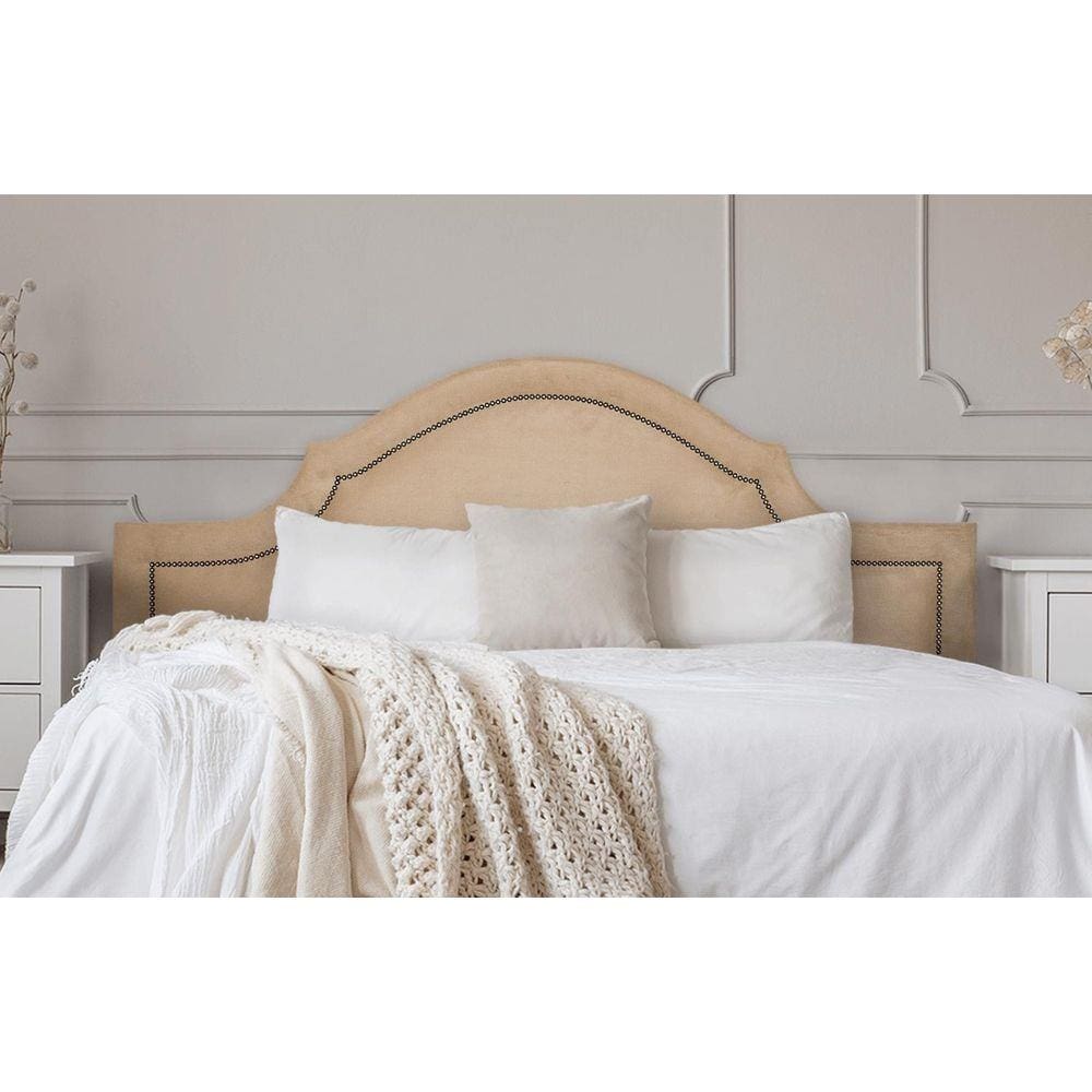 Cabeceira Casal Provençal 140x60cm Suede Bege - Tachas Fumê