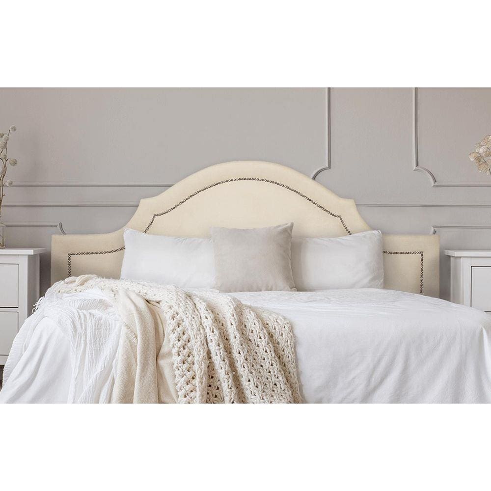 Cabeceira Casal Provençal 140x60cm Suede Off White - Prata